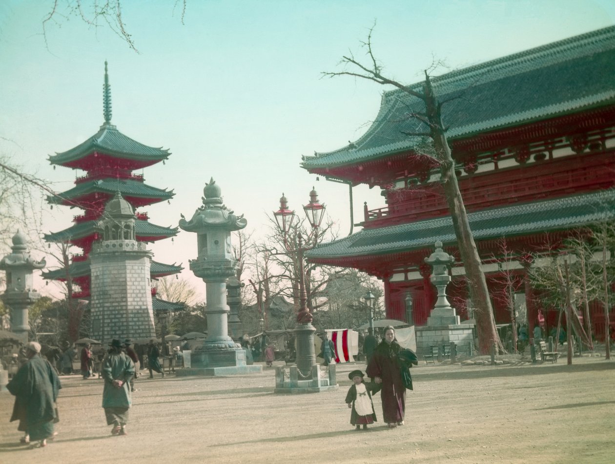 Senso - Ji tempelport, Tokyo rundt 1900 - 1915 (fotografi) av Teijiro Takagi