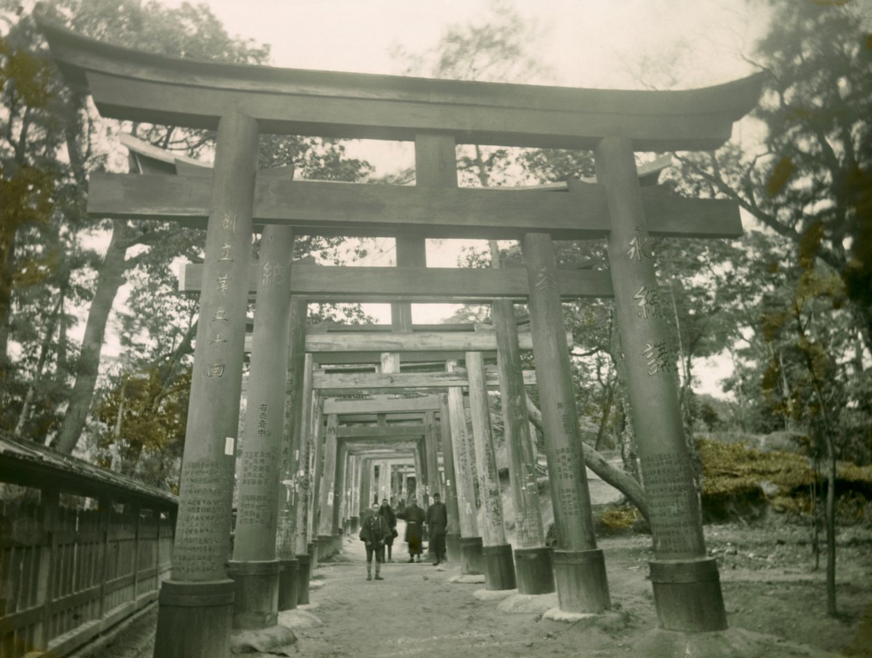Torii i Inari-helligdommen i Kyoto, cirka 1900–1915 (fotografi) av Teijiro Takagi