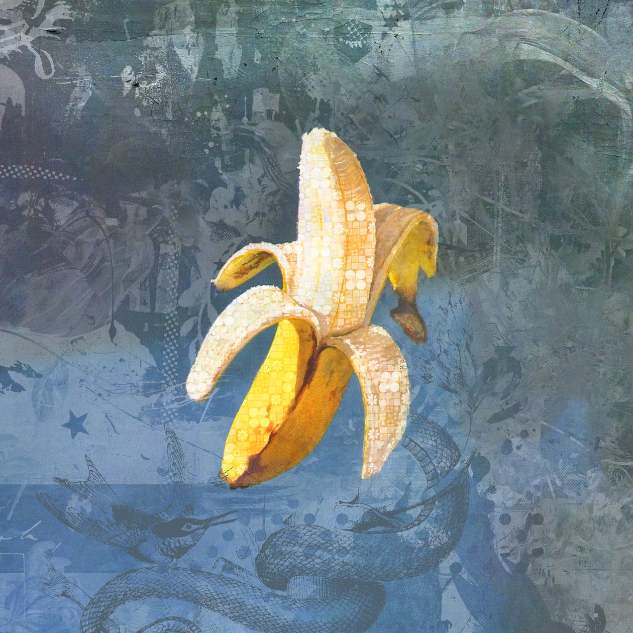 BANANAZ, 2015 (Collage på lerret) av Teis Albers