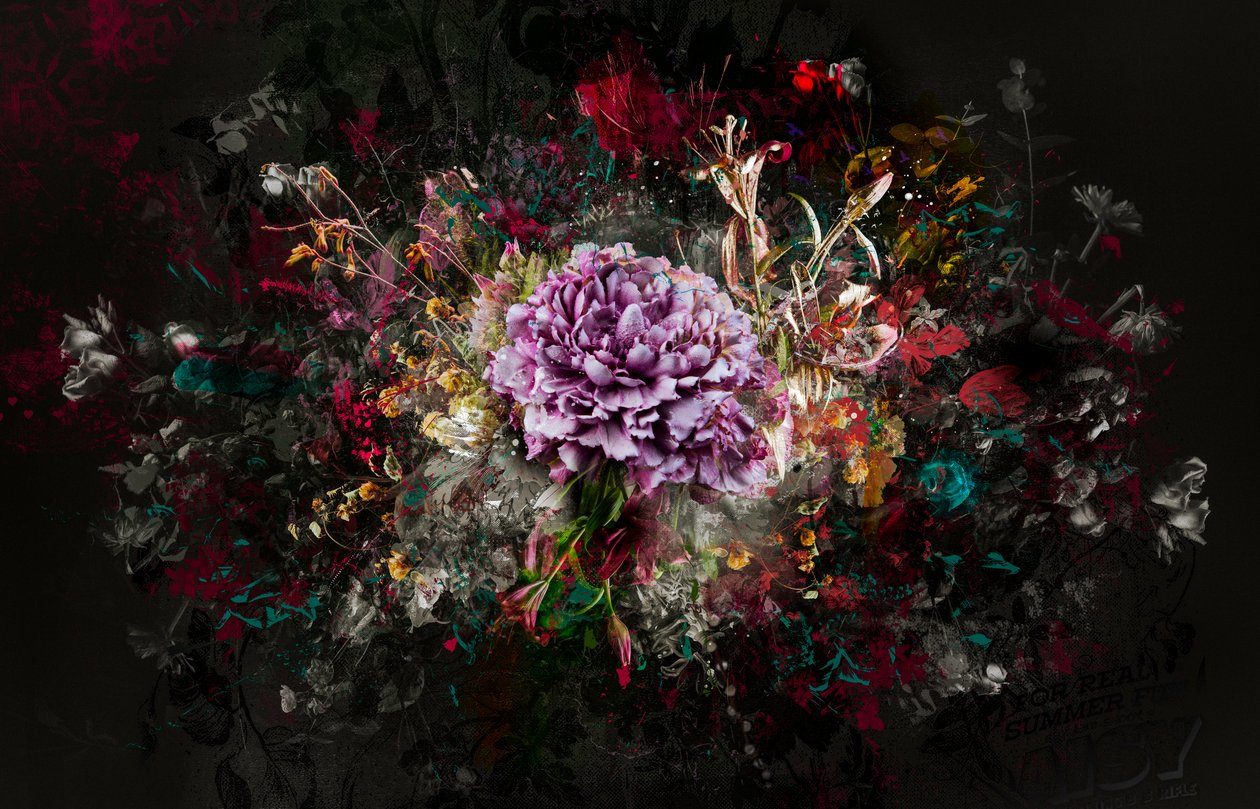 BOUQUET XXVII, 2019 (blandet media på lerret) av Teis Albers