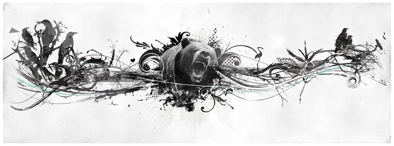 Bear Growl, 2014 (Collage på lerret) av Teis Albers