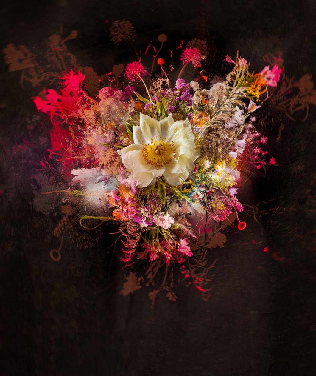 Bouquet XXVII, 2019 (blandet media på lerret) av Teis Albers