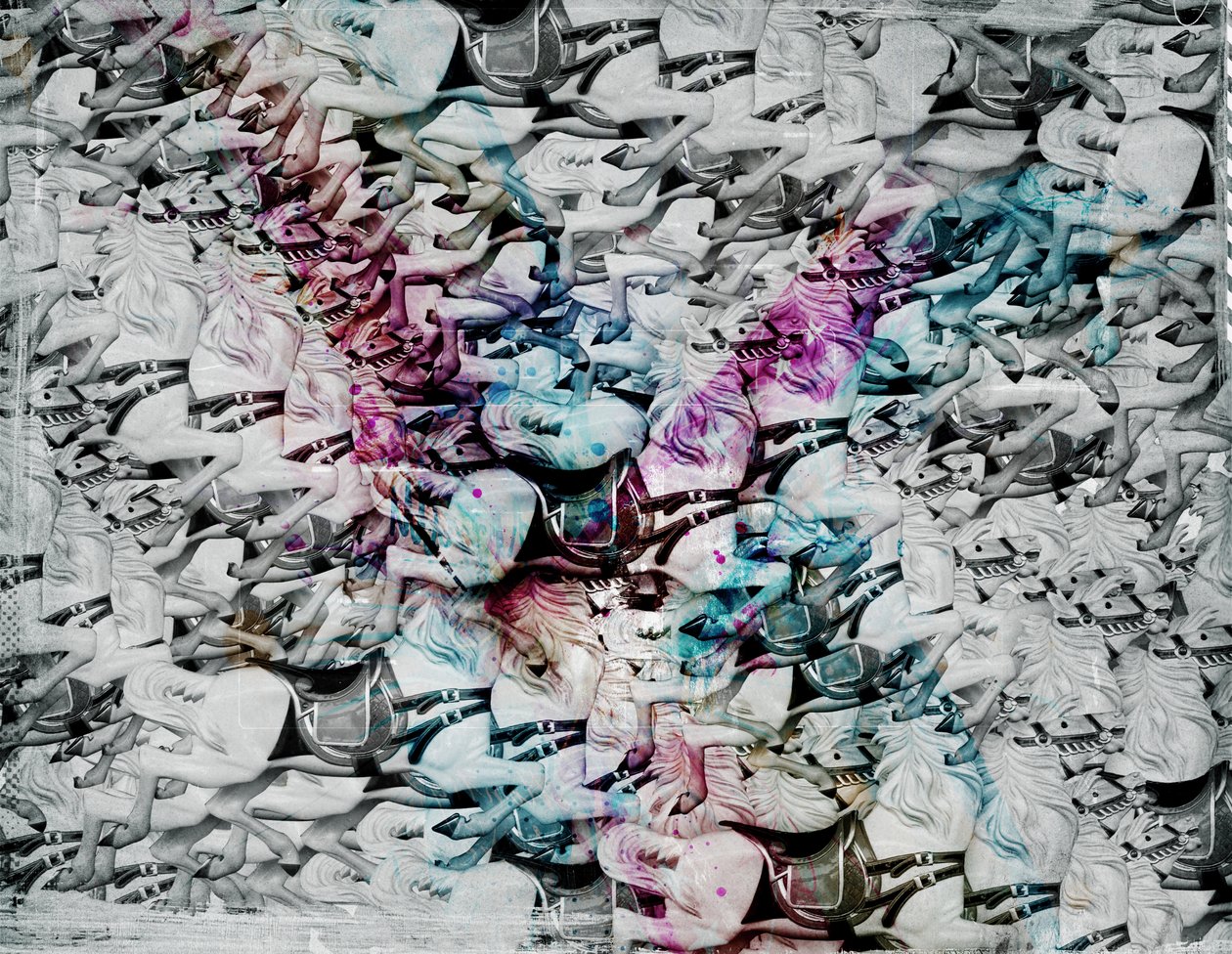 Crazy Horses, 2014 (Collage på lerret) av Teis Albers