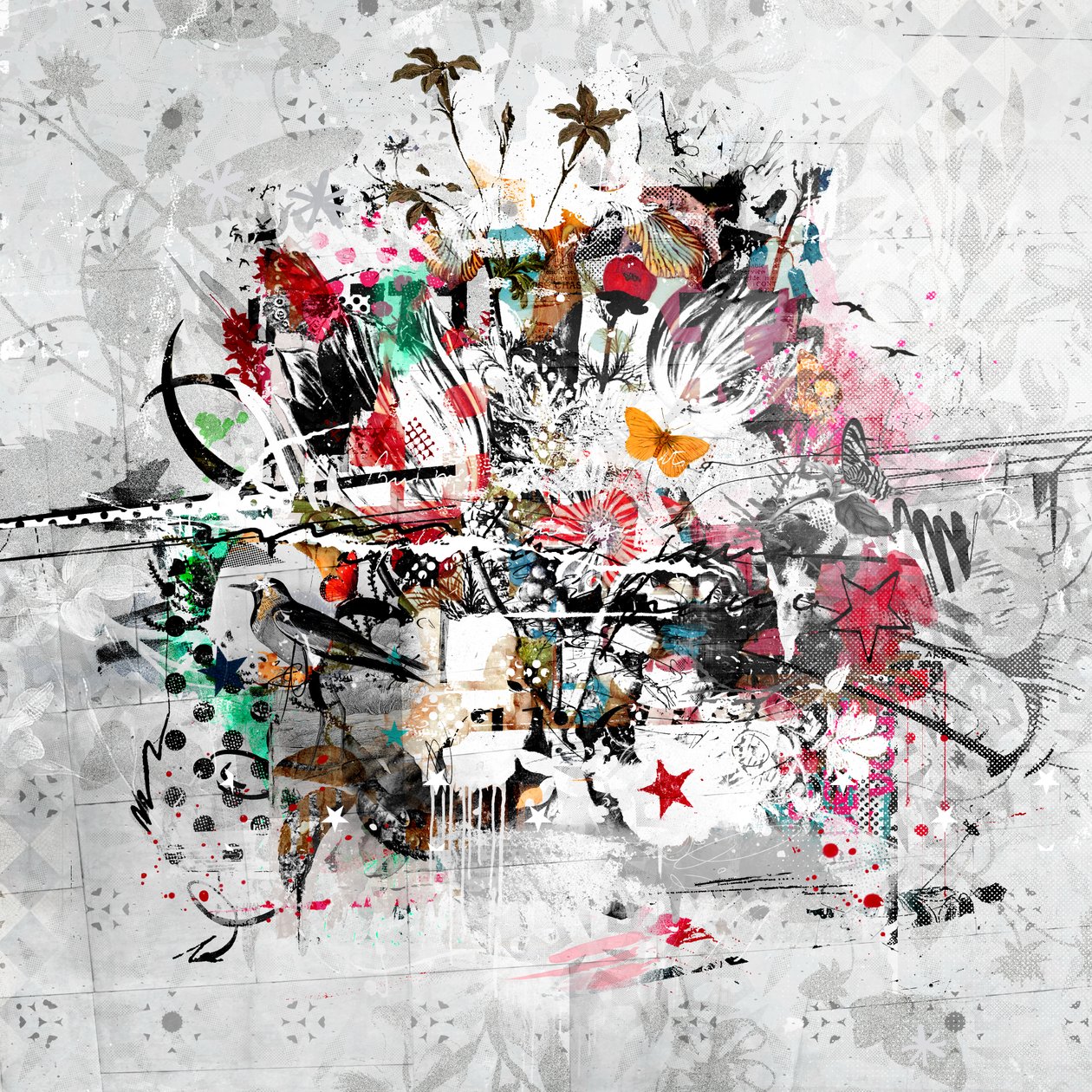 Alt på en gang, 2014 (Collage on canvas) av Teis Albers