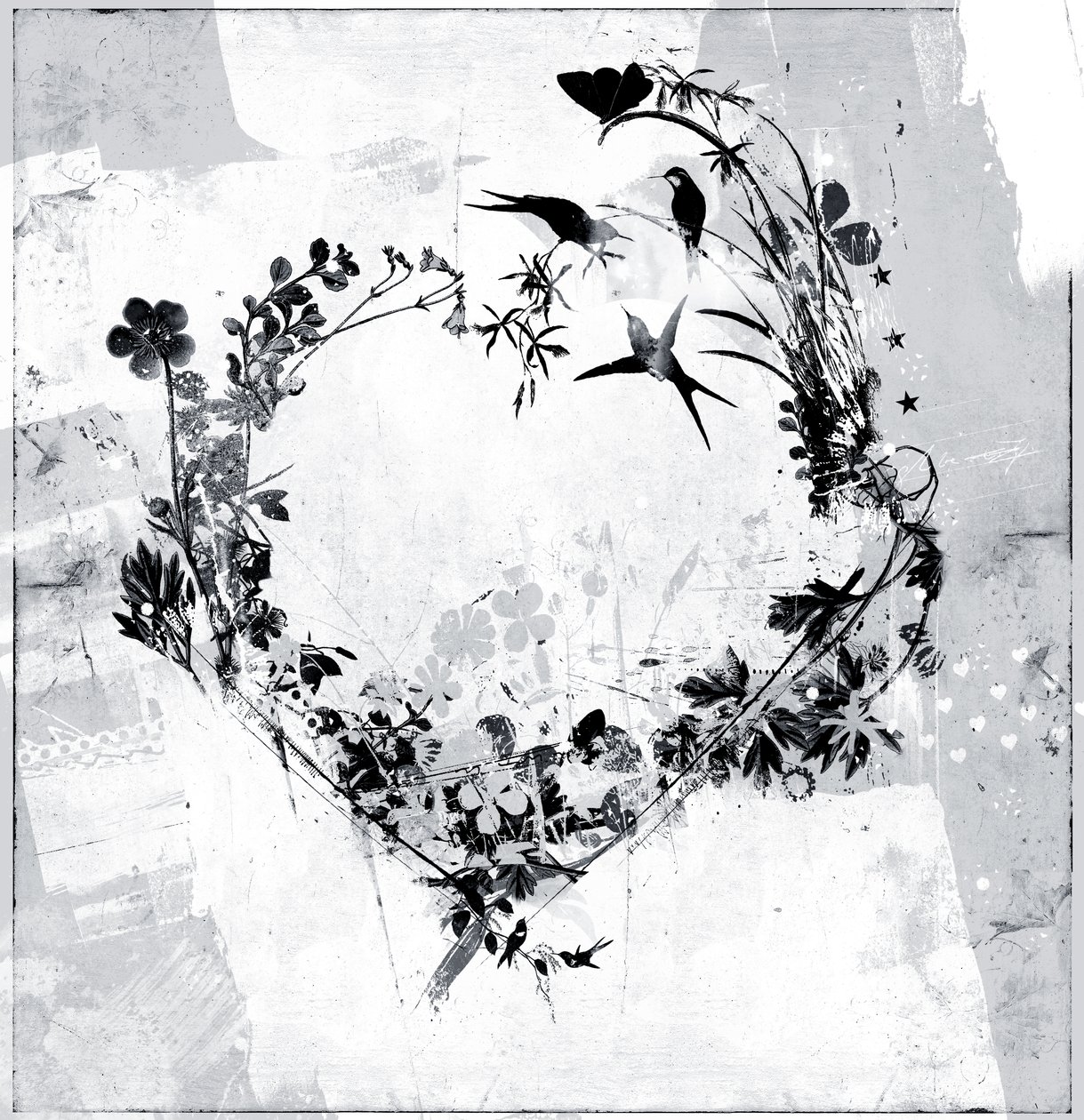 Flower Heart, 2015 (blandet media på lerret) av Teis Albers