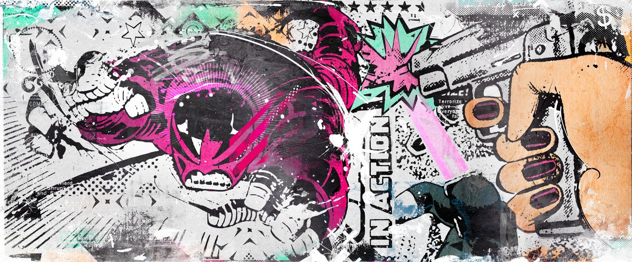In Action, 2015 (Collage på lerret) av Teis Albers