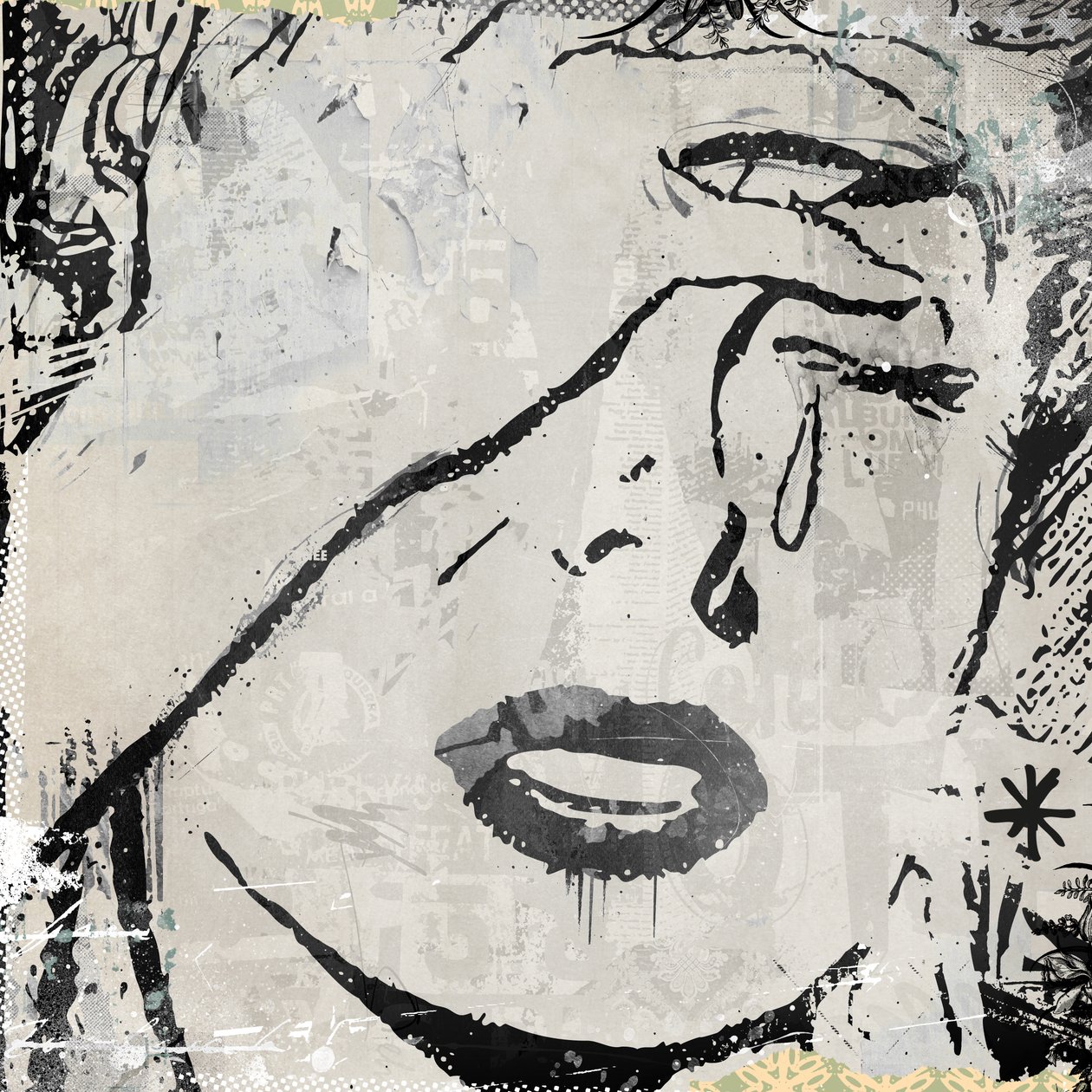 I tårer, 2015 (Collage på lerret) av Teis Albers