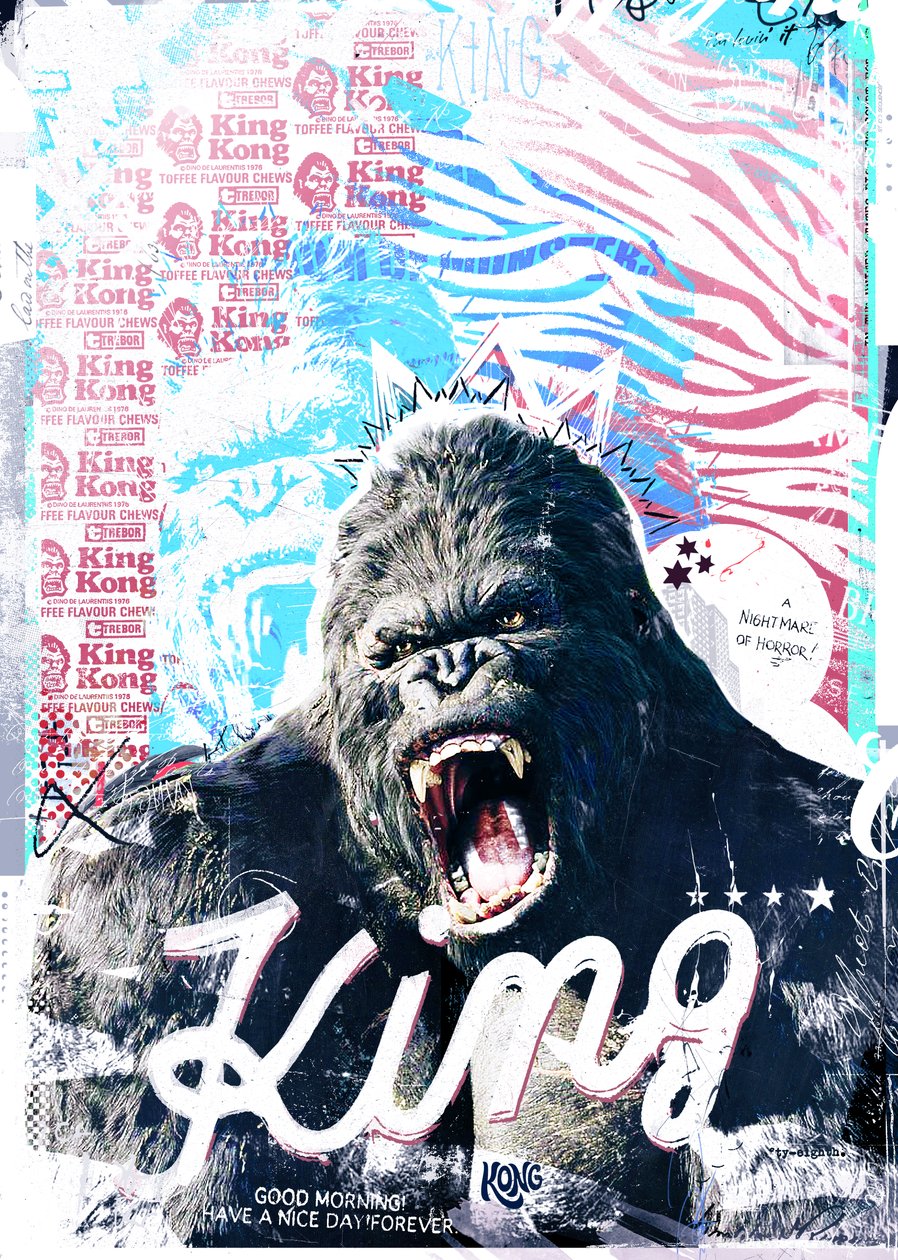 King, 2017 (Collage på lerret) av Teis Albers