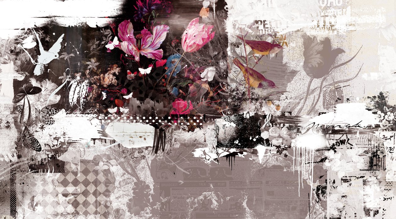 Love Birds III, 2014 (Collage på lerret) av Teis Albers