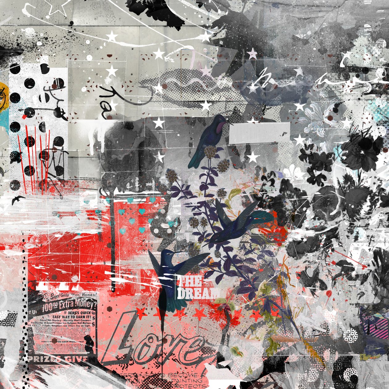 Love the dream, 2015 (blandet media på lerret) av Teis Albers