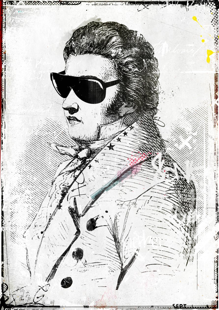 Mr Sunglasses II, 2016 (Collage på lerret) av Teis Albers