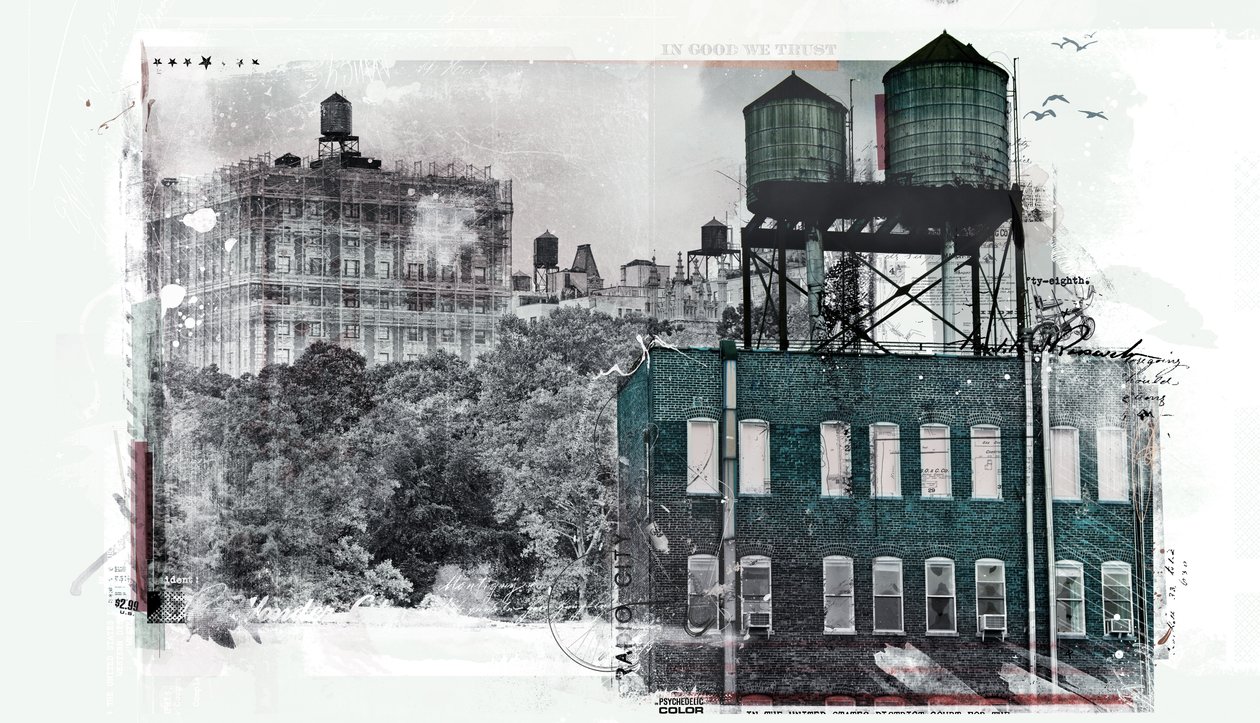 NYC II, 2017 (Collage på lerret) av Teis Albers