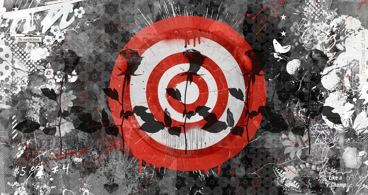 Target Rose, 2014 (Collage på lerret) av Teis Albers