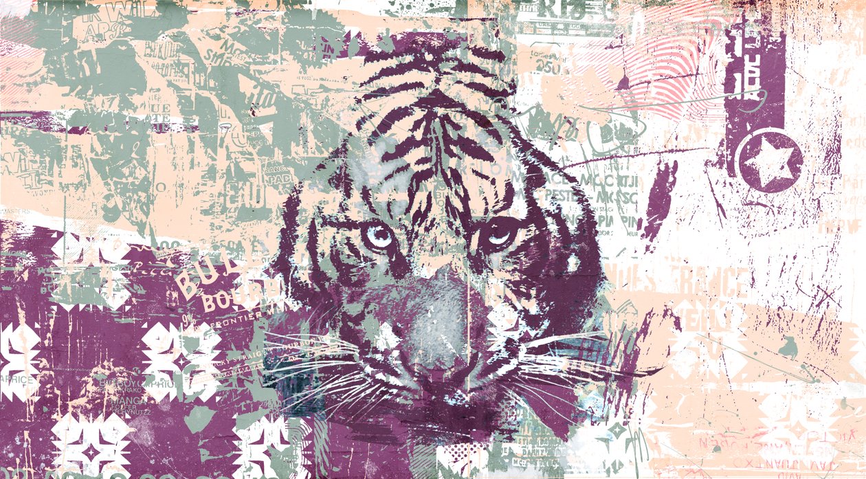 Tiger Abstraction, 2016 (Collage på lerret) av Teis Albers