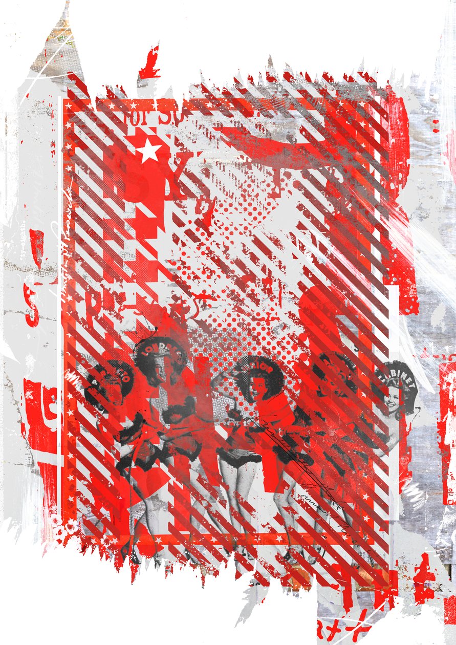 Tracy og vennene hennes, 2015 (Collage on canvas) av Teis Albers