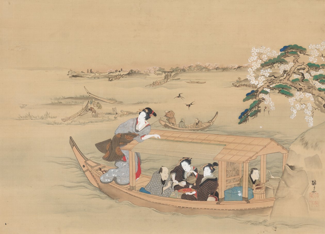 Båt til Yoshiwara, 1800-tallet. av Teisai Hokuba