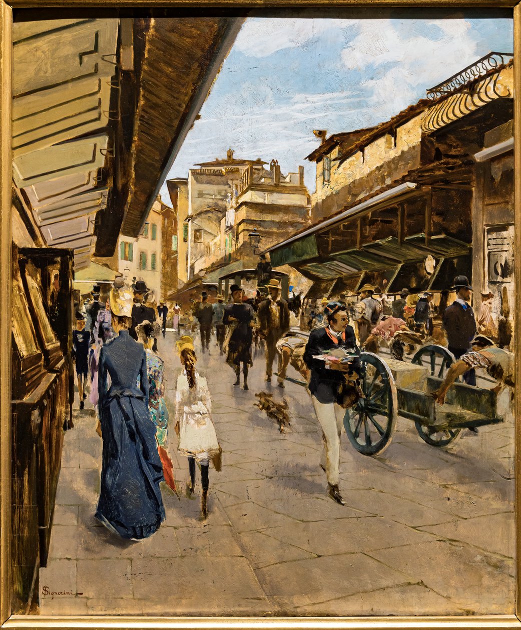 Gamle broen i Firenze, ca. 1882 (olje på lerret) av Telemaco Signorini