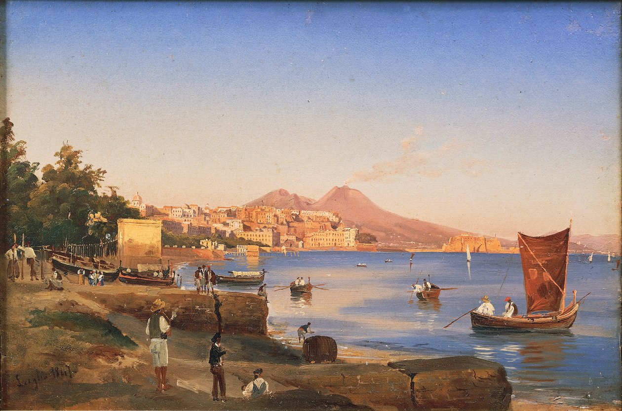 Napoli sett fra Mergellina (olje på lerret) av Teodoro Duclere