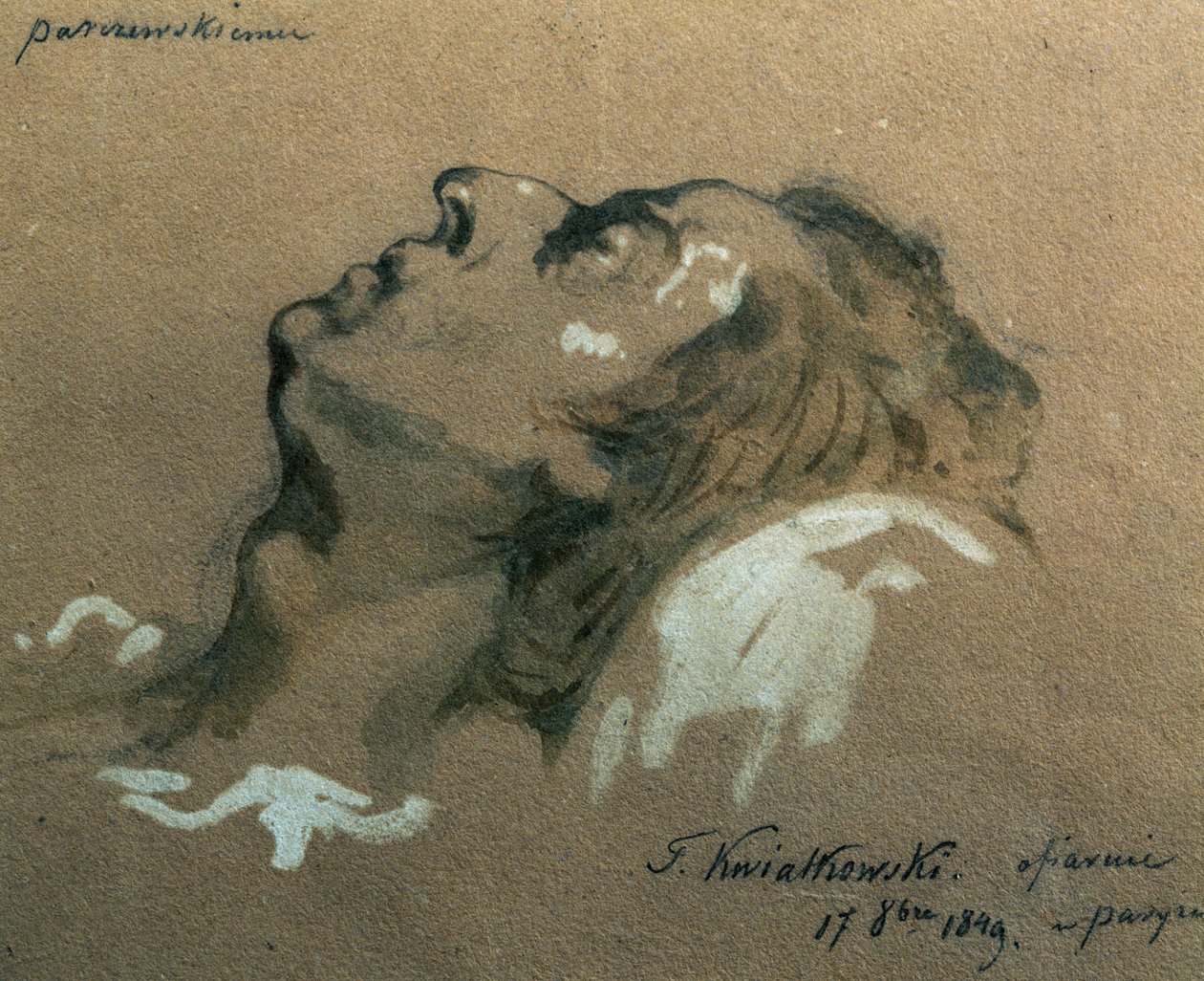 Den polske komponisten og pianisten Frederic Chopin (1810-1840) på dødsleiet, skisse av Teofil Kwiatkowski (1809-1891) av Teofil Kwiatkowski