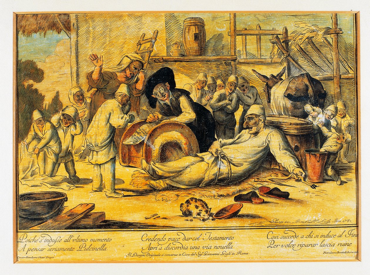 Pulcinella gjør testamente av Blaise Nicolas Le Sueur