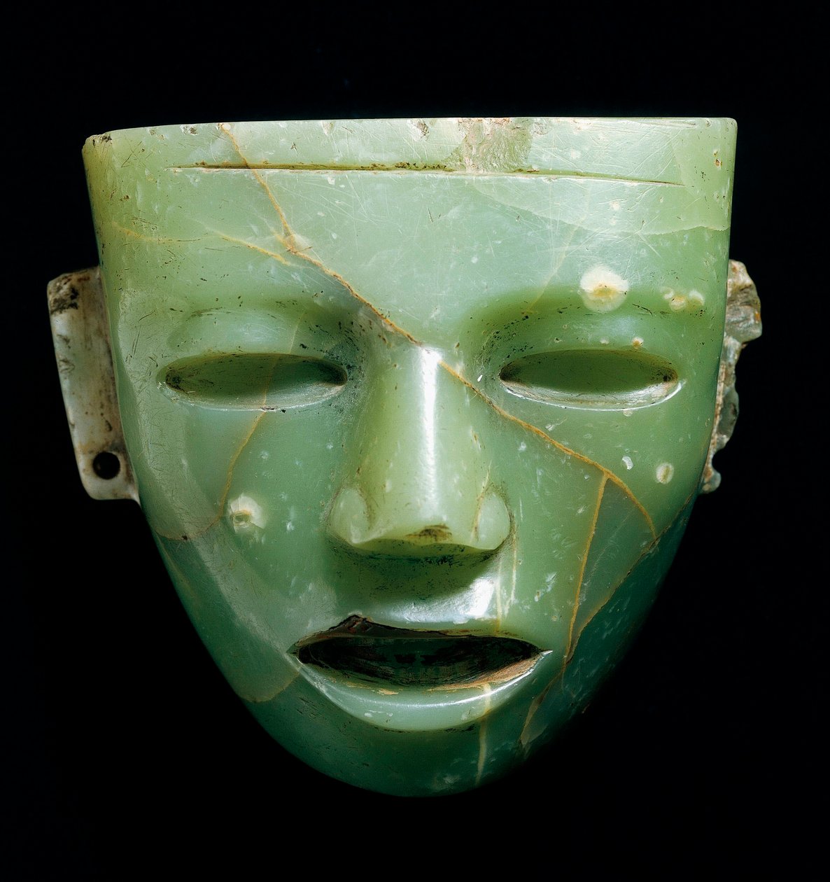 Jade maske. Art Teotihuacan fra Mexico, ca 250-600. Glyptic Inv. Gem 1921, nr. 824. Museo degli Argenti, Palazzo Pitti, Firenze av Teotihuacan Teotihuacan