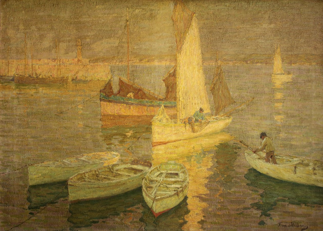 Sunset Glow, St Ives, ca. 1925 (olje på lerret) av Terrick Williams