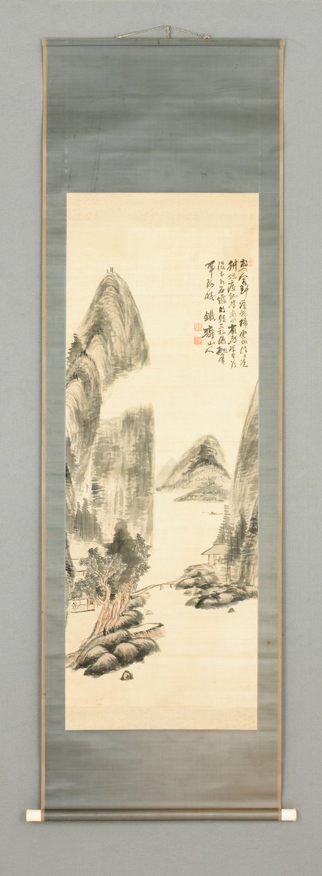 Landskap, ca. 1860 (blekk og farge på silke) av Tessai Tomioka