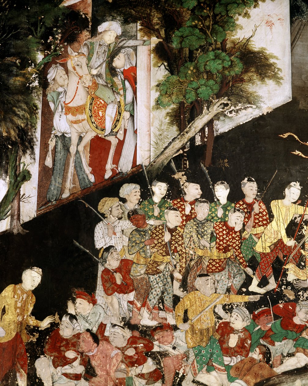Leiesoldater fra Army of the 101 Kingdoms, detalj av Mahosadha Jataka (veggmaleri) av Thai School