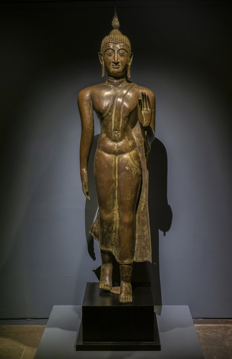 Buddha går. Thailand. Thai kunst av Sukhothai, 1400-1500-tallet av Thai School