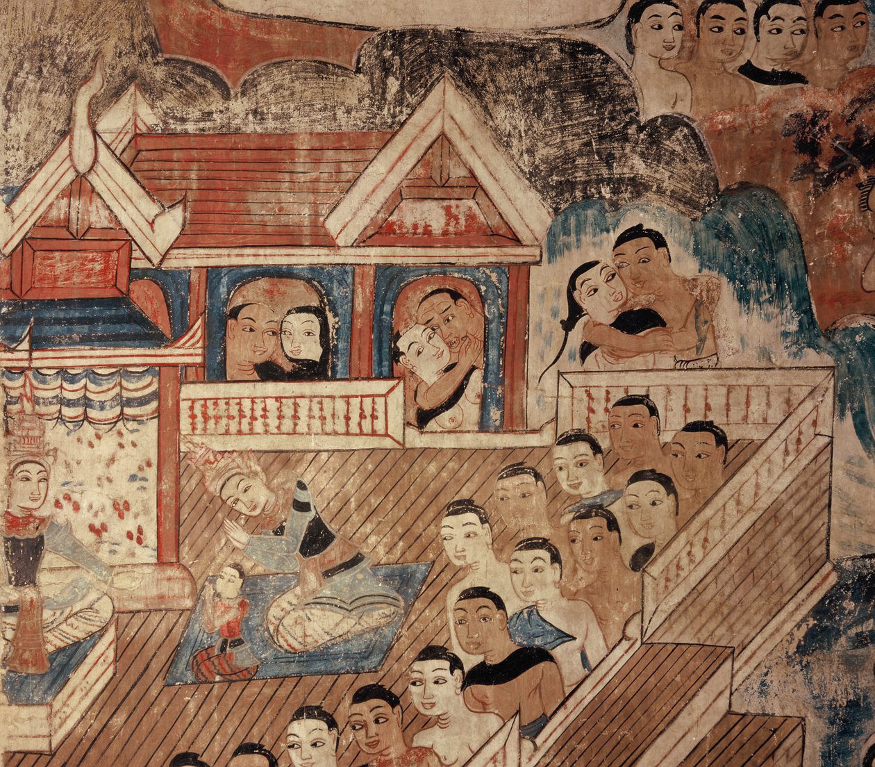 Detalj av veggmaleri av Thai School