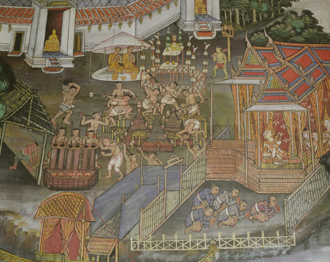 Detalj av byen Phitsanulok, Wat Bowonniwet Vihara, Bangkok av Thai School