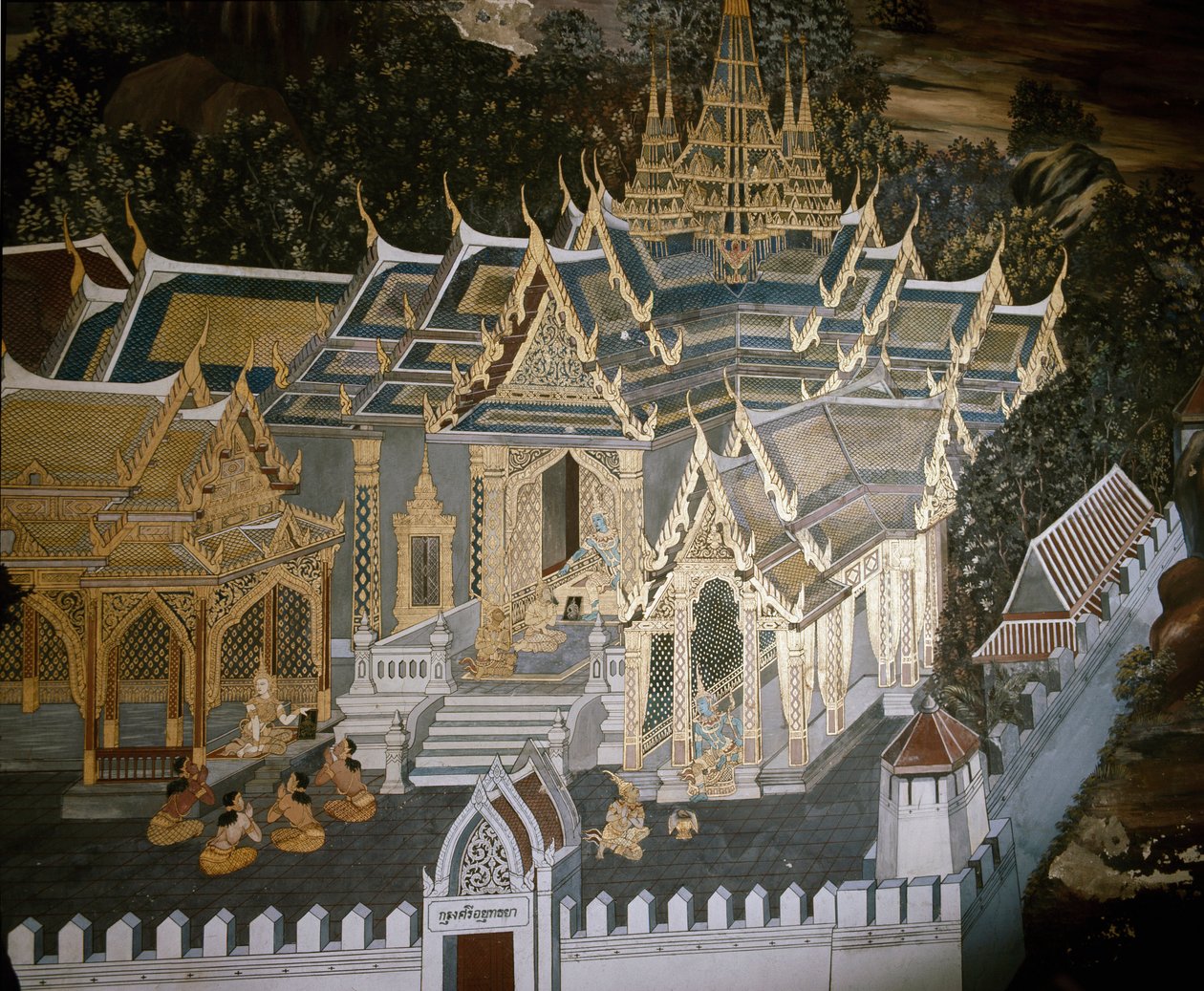 Episoder av Buddhas liv (fresco av Thai School