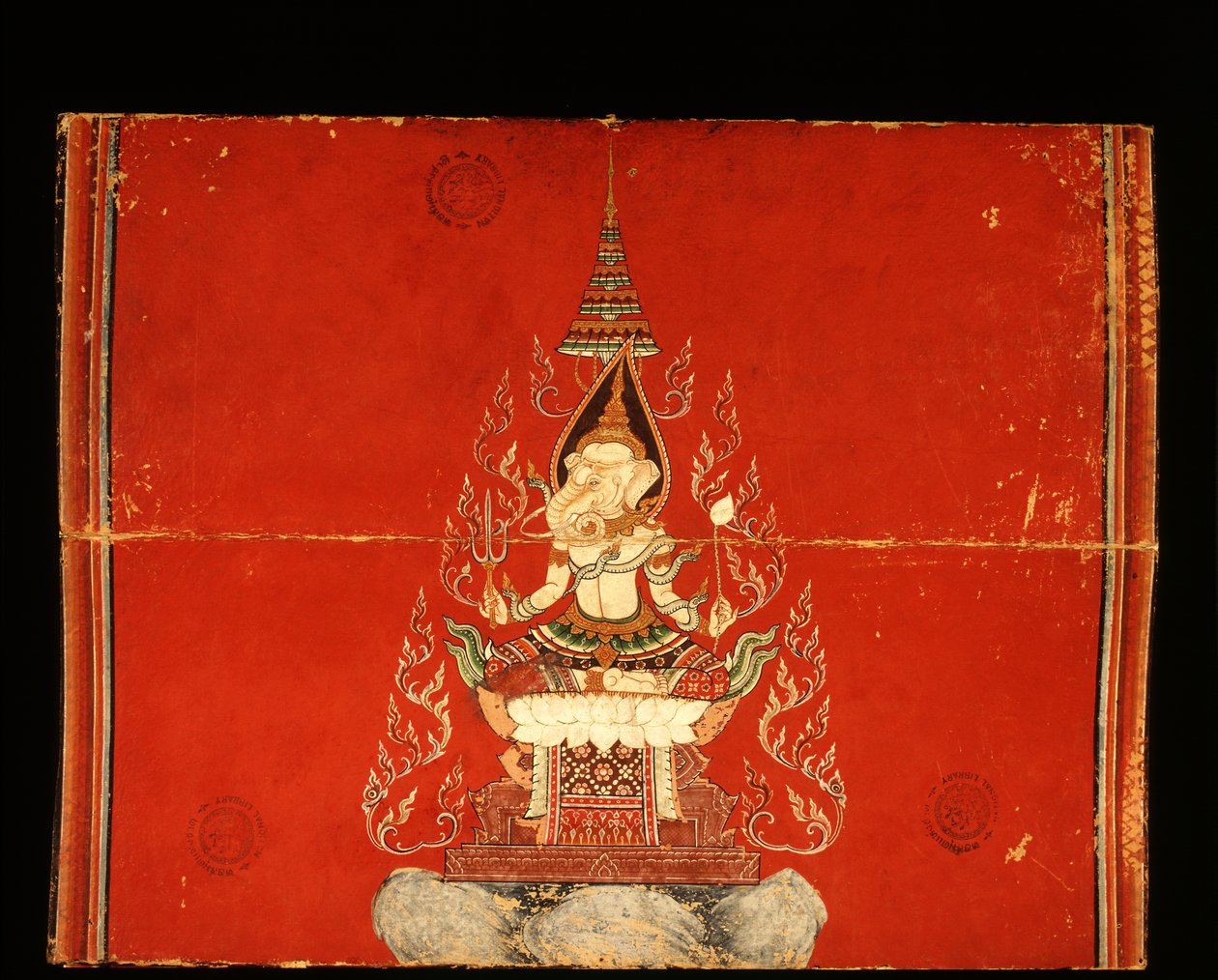 Ganesh-manuskript om elefanttrening (wc på papir) av Thai School
