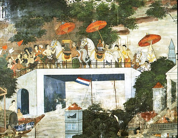 Munk tatt til klosteret etter sin innvielse (fresco) av Thai School