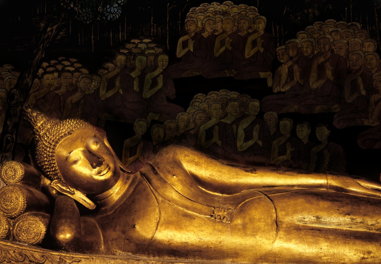 Paranirvana av Buddha (bronse) av Thai School