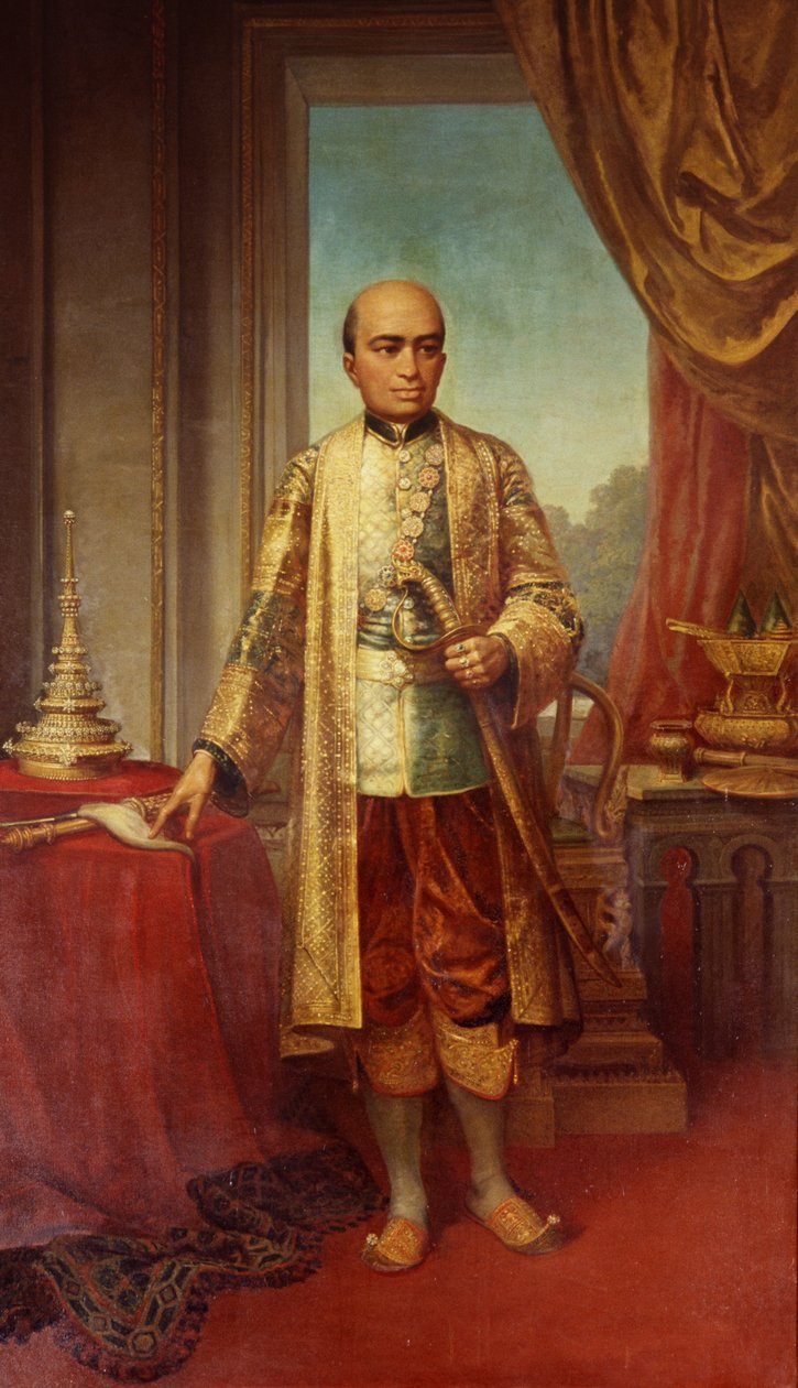 Portrett av kong Phra Buddha Lertla Napalai av Thai School