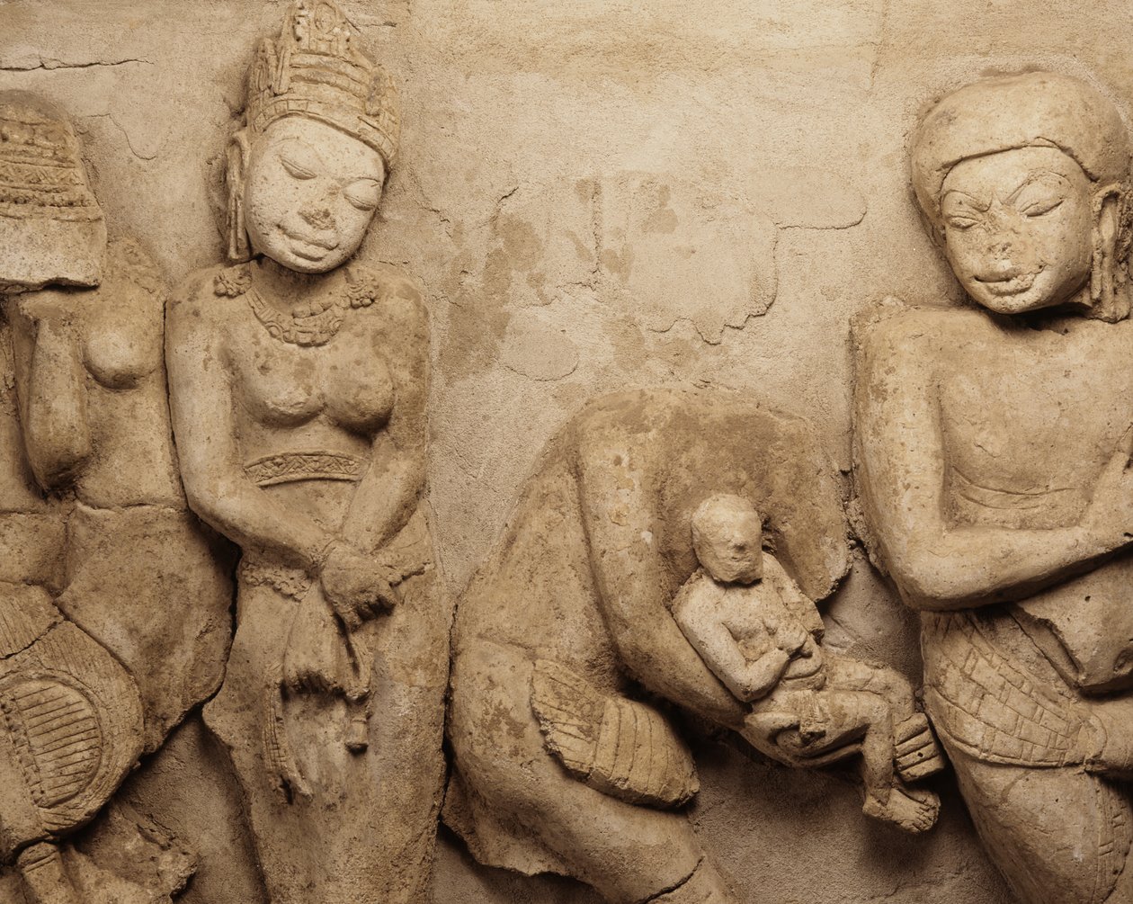 Relieff, fra Chedi Chula Pathom, Dwaravati School (stucco) av Thai School