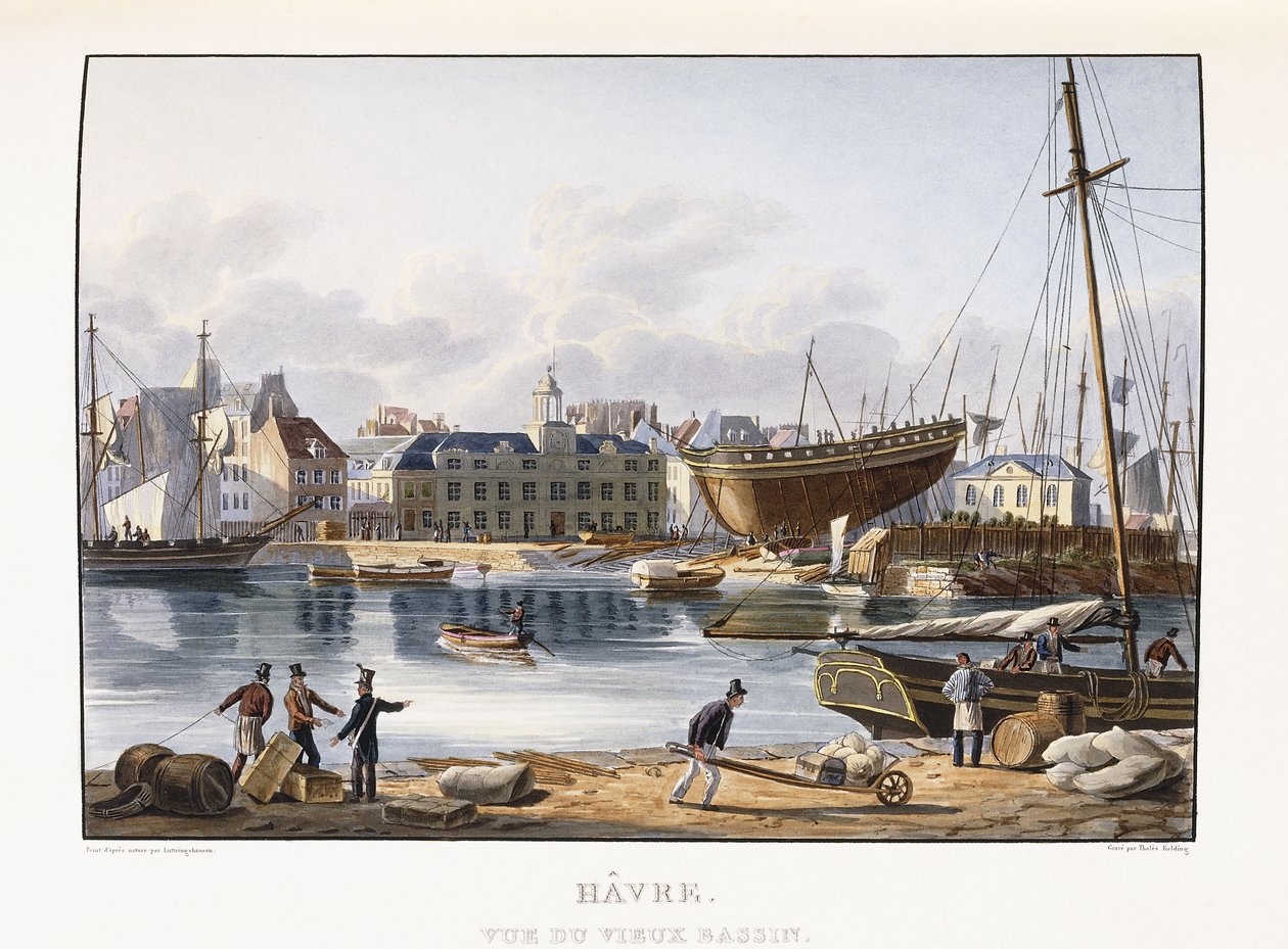 Le Havre, sett fra den gamle kaien, 1823-1826 av Thales Fielding