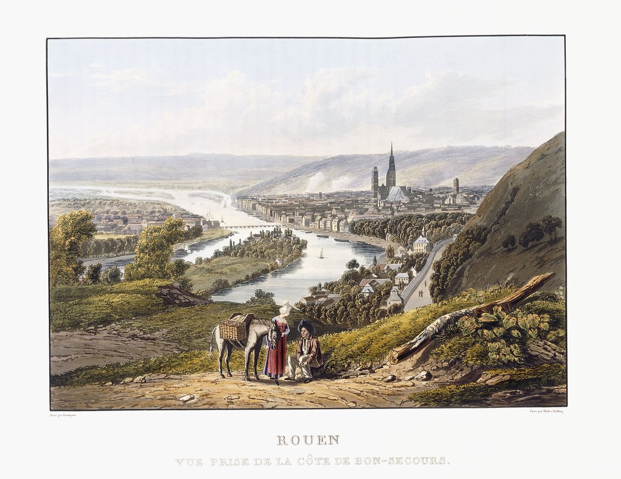 Rouen, sett fra Bon-Secours, 1823-1826 av Thales Fielding