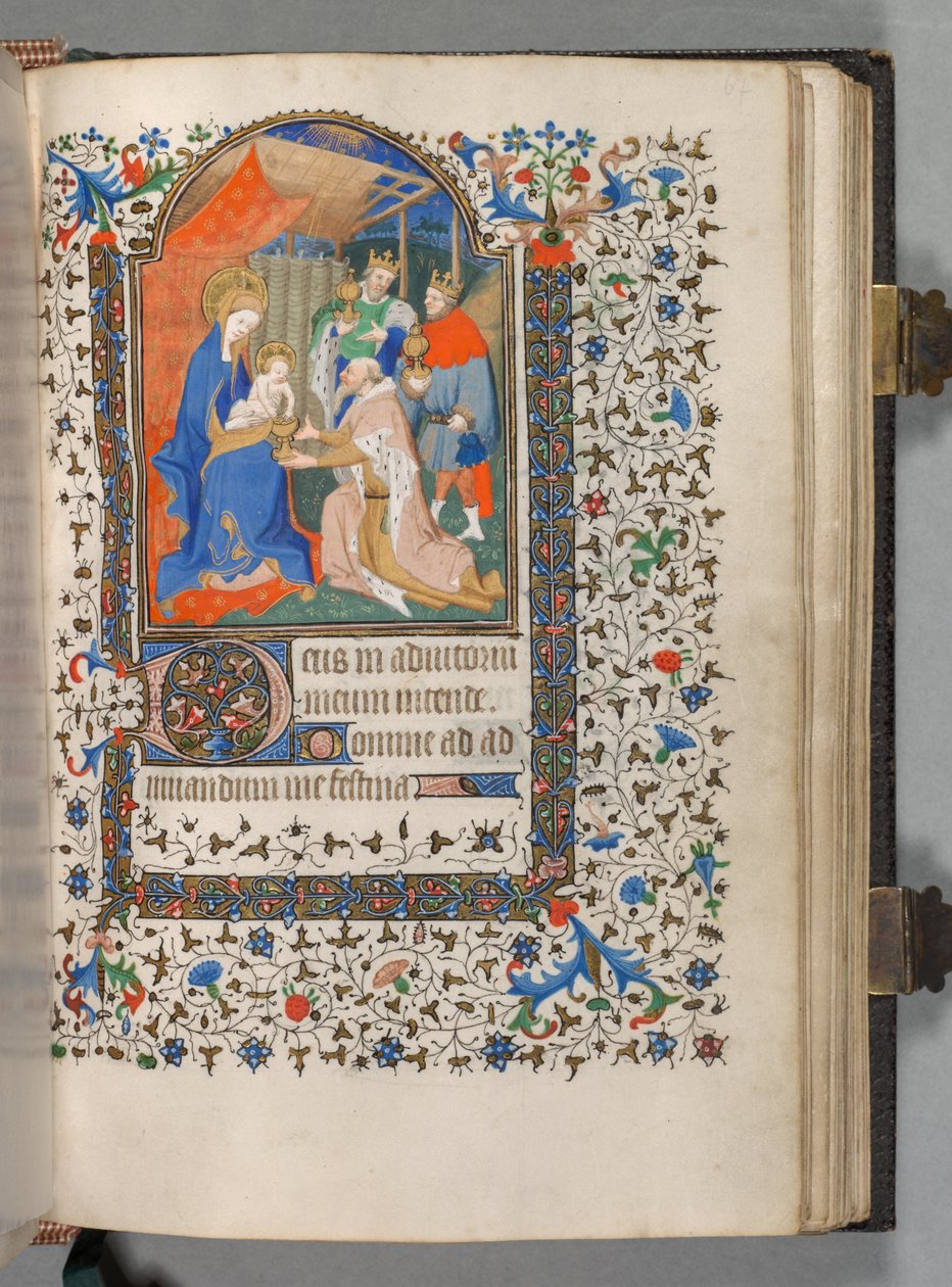 Timebok Bruk av Paris: Fol. 67r, tilbedelse av magiene, ca. 1420. av The Bedford Master