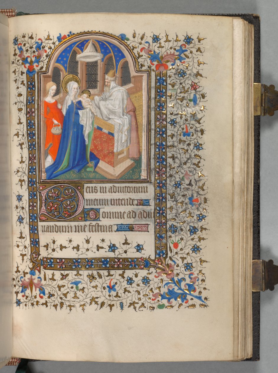 Timebok Bruk av Paris: Fol. 72r, Presentasjon ved tempelet, ca. 1420. av The Bedford Master