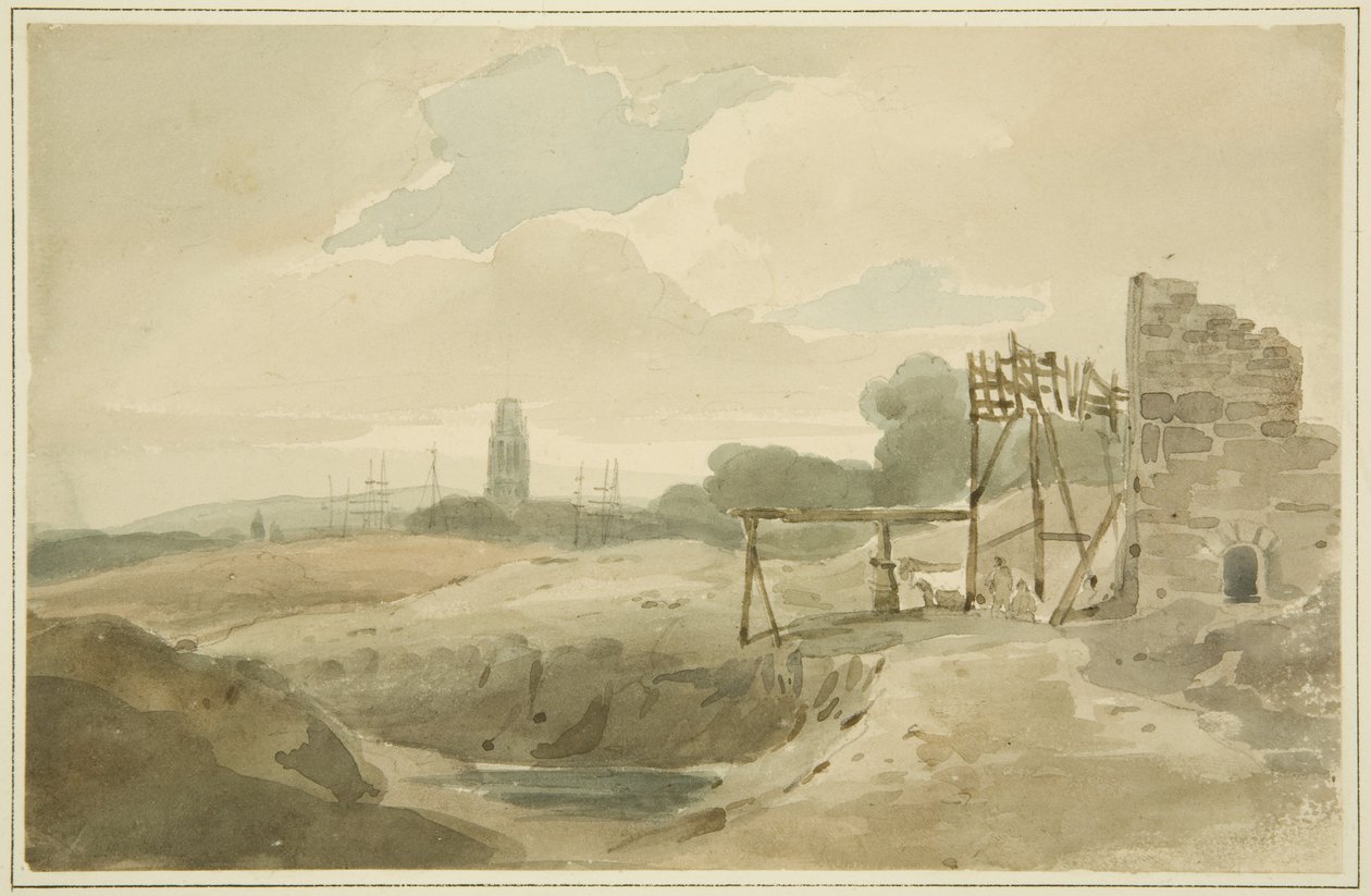 Gammel brannbil brukt ved utgraving av New Cut (mellom Ropewalk og Clift House) (blyant og akvarell på papir) av The Rev. John Eagles