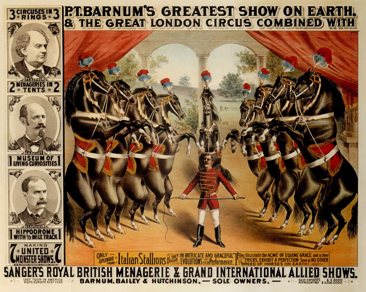 Barnums største show på jorden, 1882 av The Strobridge Lithographing Company