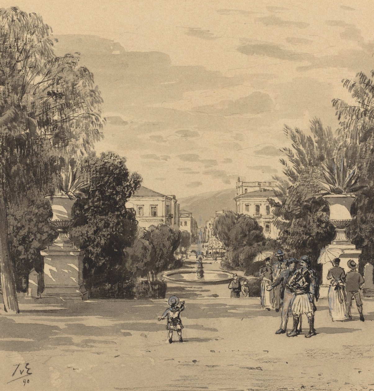Utsikt fra det gamle kongelige palasset på Hermesstreet, 1890. av Themistocles von Eckenbrecher