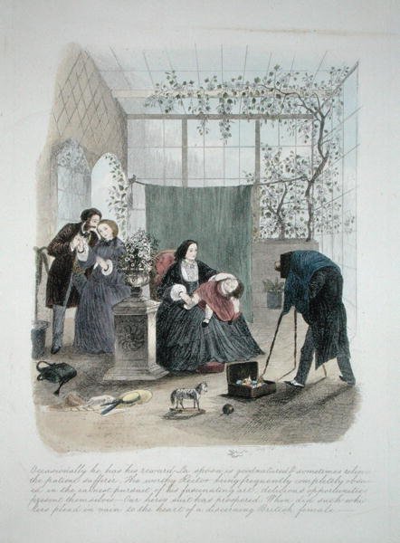 Illustrasjon fra Visitation of a London Exquisite to his Maiden Aunts in the Country, publisert 1859 (se også 203629-31) av Theo Theo
