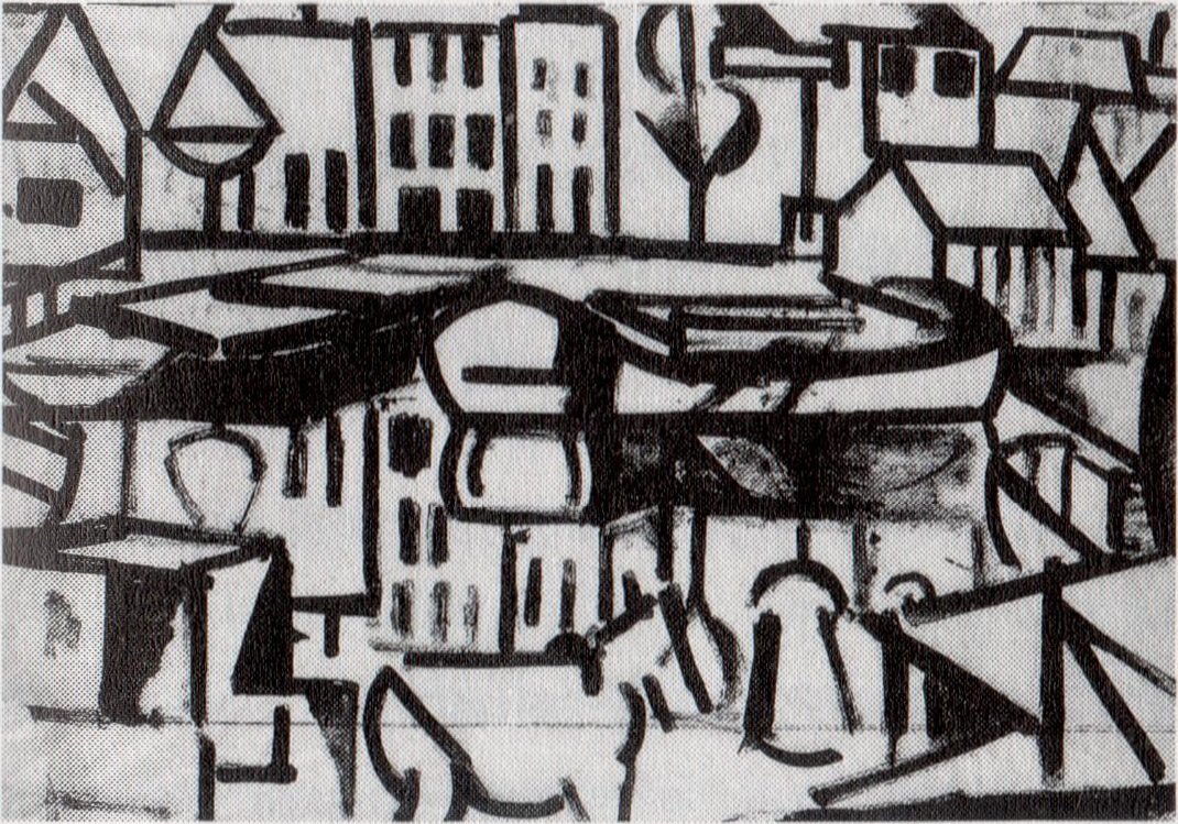 Bylandskap med Boat Leiden av Theo van Doesburg