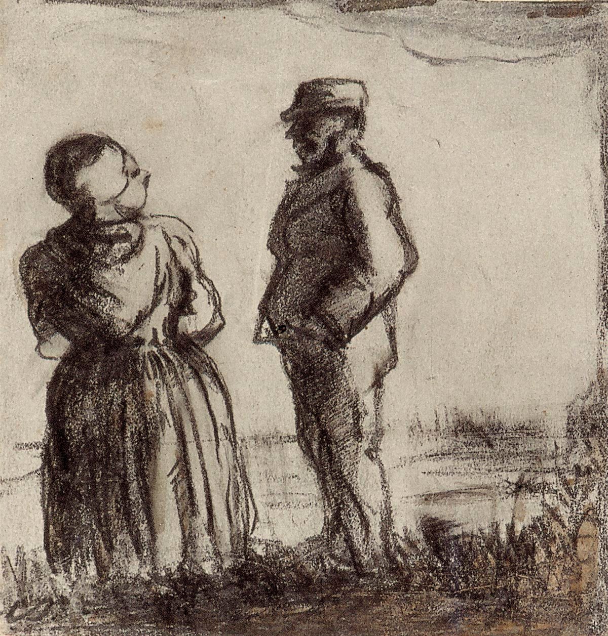 Bonde og kona i et landskap av Theo van Doesburg