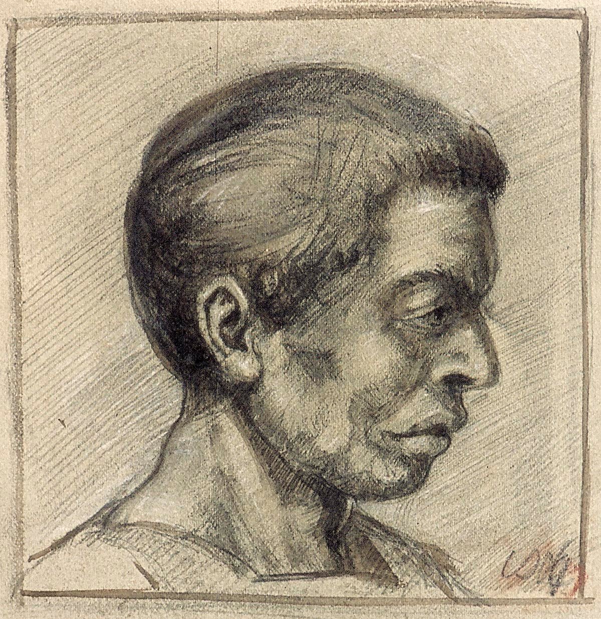 Portrett av en mann i profil av Theo van Doesburg