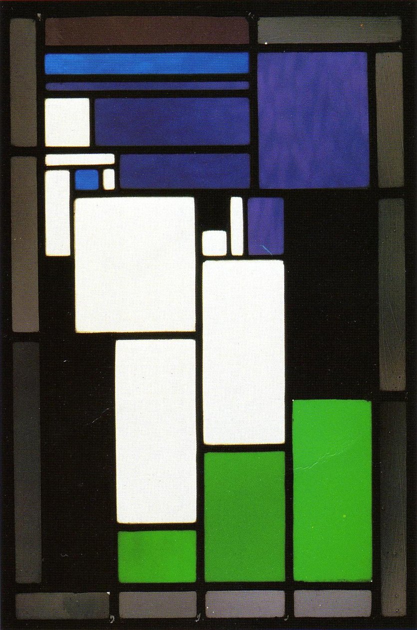 Glassmaleri sammensetning kvinnelig hode av Theo van Doesburg