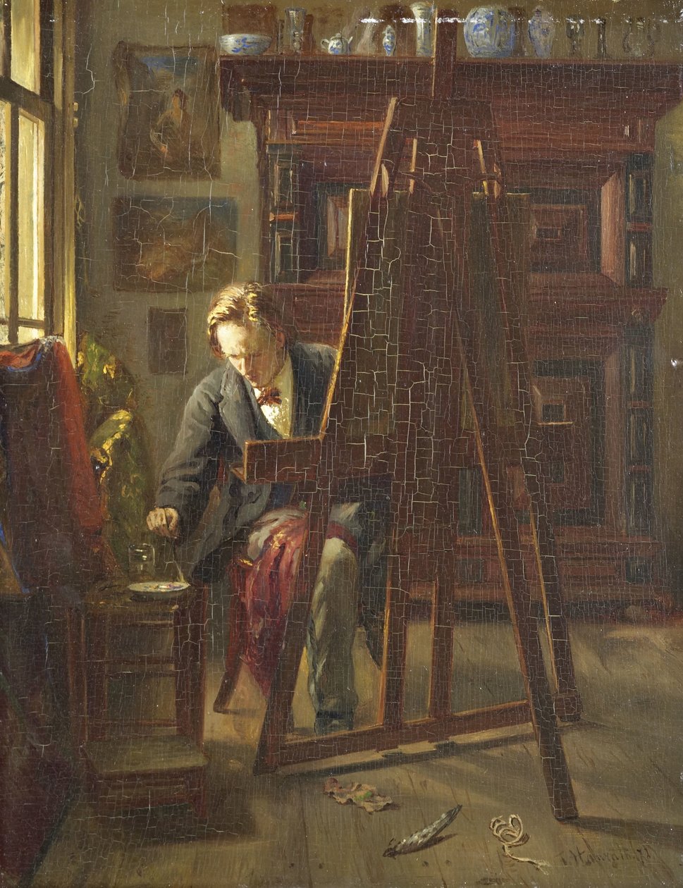 Kunstneren George Jan Hendrik Poggenbeek i sitt studio av Theo Hanrath